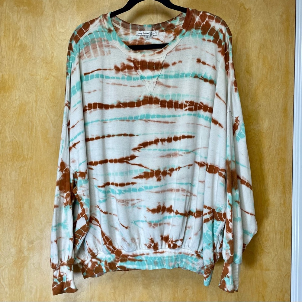 Young Fabulous & Broke Multicolor Tie Dye oversized pullover Sweatshirt size M